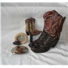 Image 1 : Cowboy boot statue, belt buckle etc.
