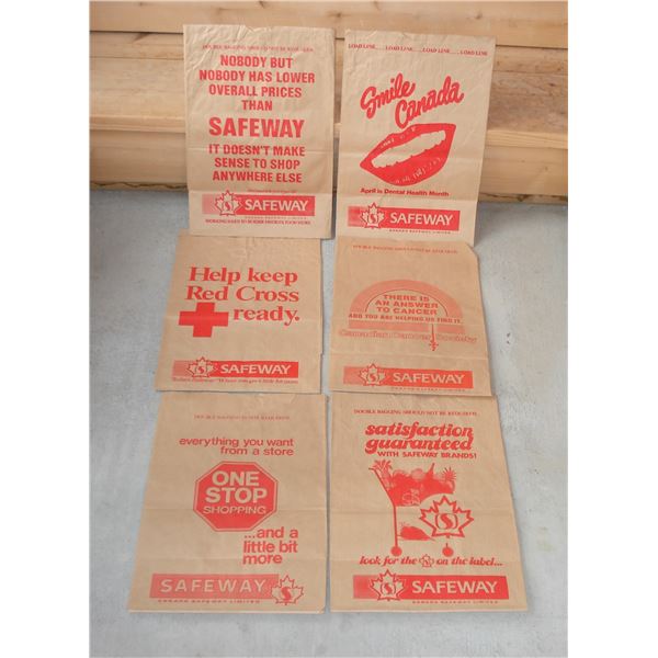 6 Different Vintage Safeway Grocery Bags
