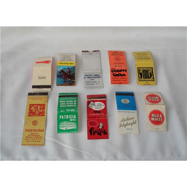 10 Match Covers  Red and White, Patricia Hotel etc.