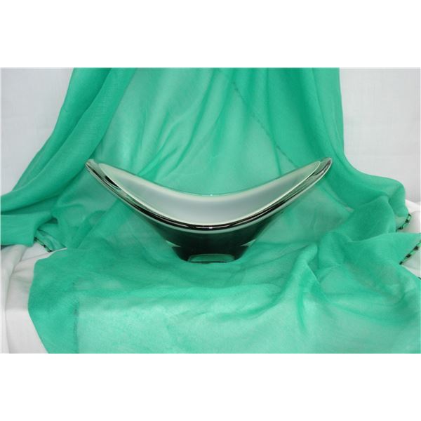 Very Heavy Black and White Art Glass Bowl