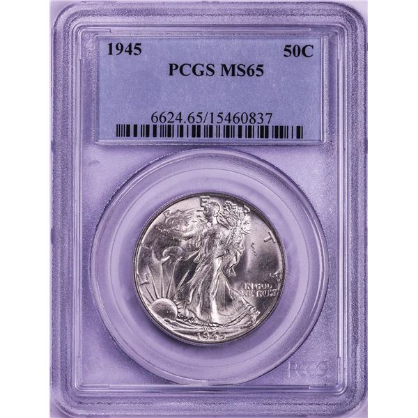 1945 Walking Liberty Half Dollar Coin PCGS MS65