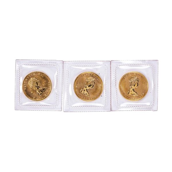 Lot of (3) Sealed 1986 Canadian $5 Maple Leaf Gold Coins