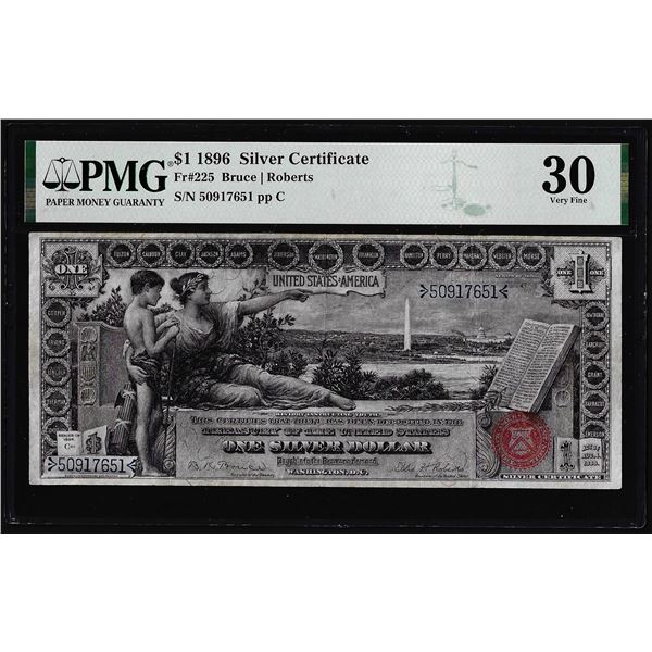 1896 $1 Educational Silver Certificate Note Fr.225 PMG Very Fine 30
