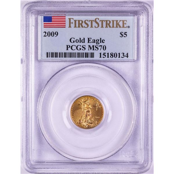 2009 $5 American Gold Eagle Coin PCGS MS70 First Strike