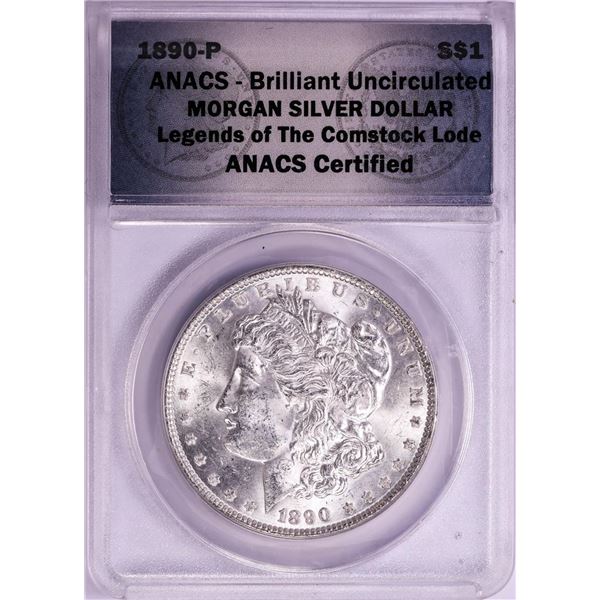 1890 $1 Morgan Silver Dollar Coin ANACS Brilliant Uncirculated