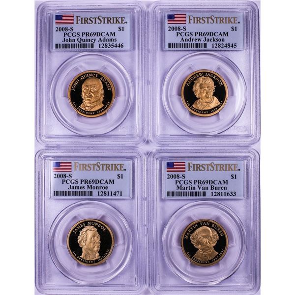 Lot of (4) 2008-S $1 Proof Presidential Dollar Coins PCGS PR69DCAM First Strike
