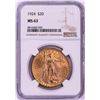 Image 1 : 1924 $20 St. Gaudens Double Eagle Gold Coin NGC MS63