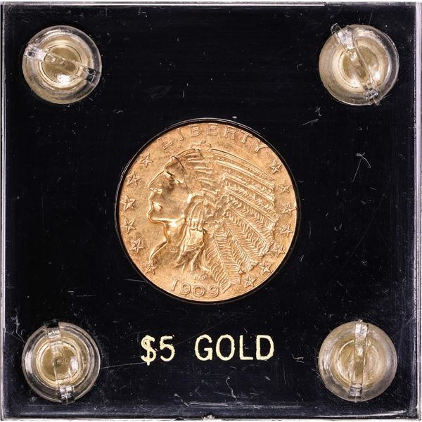 1909 $5 Indian Head Half Eagle Gold Coin