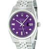 Image 2 : Rolex Men's Stainless Steel Purple Diamond Datejust Oyster Perpetual Wristwatch