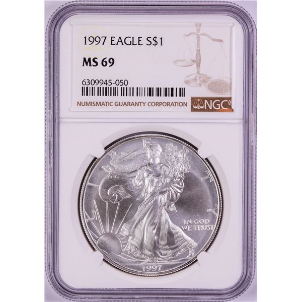 1997 $1 American Silver Eagle Coin NGC MS69