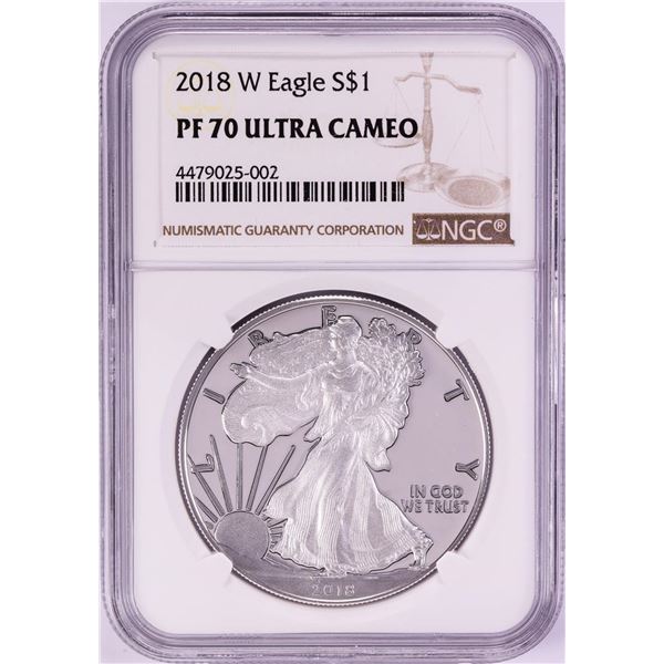 2018-W $1 Proof American Silver Eagle Coin NGC PF70 Ultra Cameo