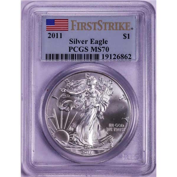 2011 $1 American Silver Eagle Coin PCGS MS70 First Strike