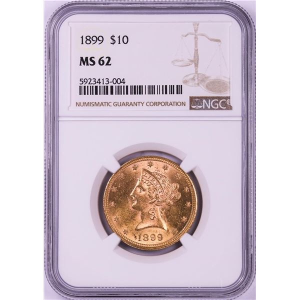 1899 $10 Liberty Head Eagle Gold Coin NGC MS62