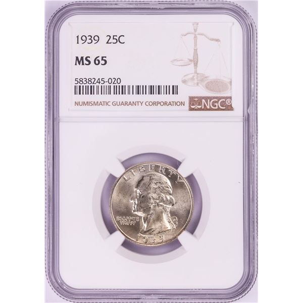 1939 Washington Quarter Coin NGC MS65