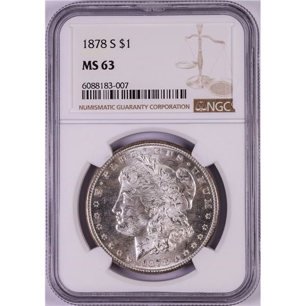 1878-S $1 Morgan Silver Dollar Coin NGC MS63