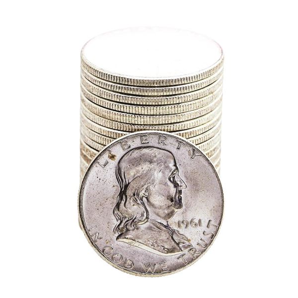 Roll of (20) Brilliant Uncirculated 1961 Franklin Half Dollar Coins
