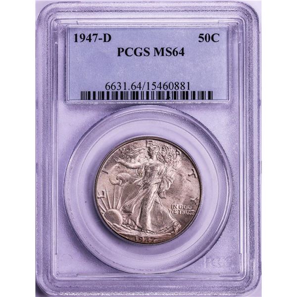 1947-D Walking Liberty Half Dollar Coin PCGS MS64