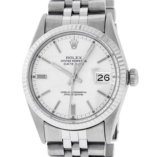 Rolex Mens Stainless Steel Silver Index Datejust Wristwatch