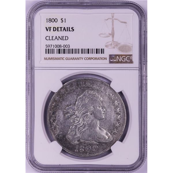 1800 Draped Bust Dollar Coin VF Details Cleaned