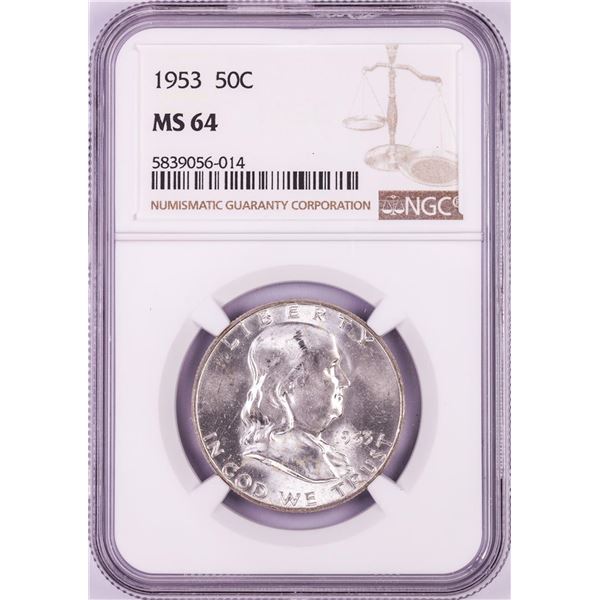 1953 Franklin Half Dollar Coin NGC MS64
