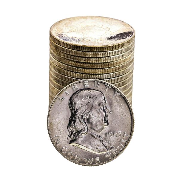 Roll of (20) Brilliant Uncirculated 1963-D Franklin Half Dollar Coins