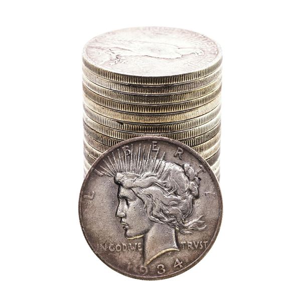 Roll of (20) 1934-D $1 Peace Silver Dollar Coins Circulated