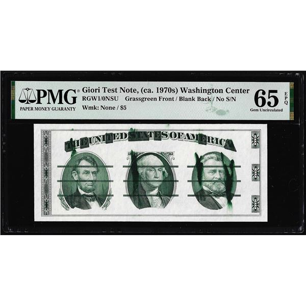 Circa 1970's Washington Center Giori Test Note PMG Gem Uncirculated 65EPQ