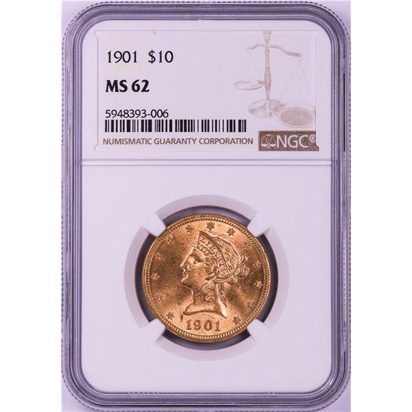 1901 $10 Liberty Head Eagle Gold Coin NGC MS62