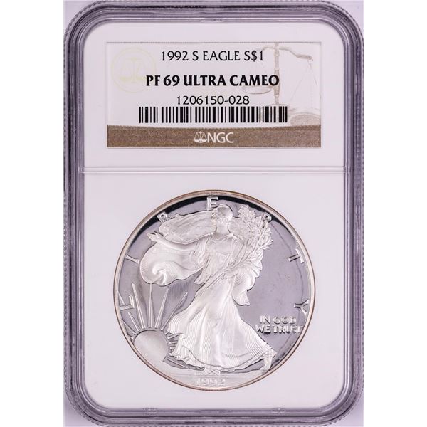 1992-S $1 Proof American Silver Eagle Coin NGC PF69 Ultra Cameo