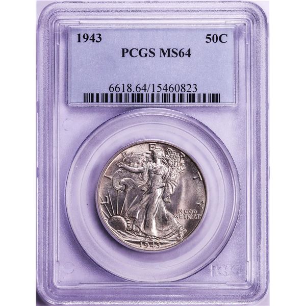 1943 Walking Liberty Half Dollar Coin PCGS MS64