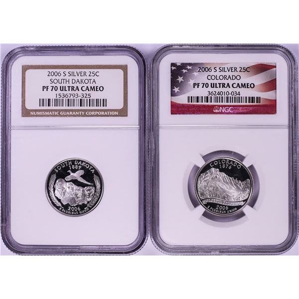 Lot of (2) 2006-S Proof Silver State Quarter Coins NGC PR70 Ultra Cameo