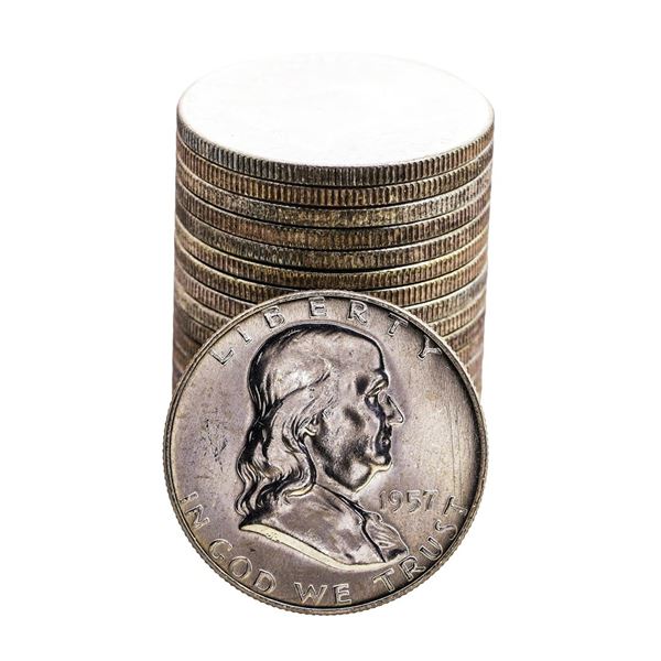 Roll of (20) Brilliant Uncirculated 1957-D Franklin Half Dollar Coins