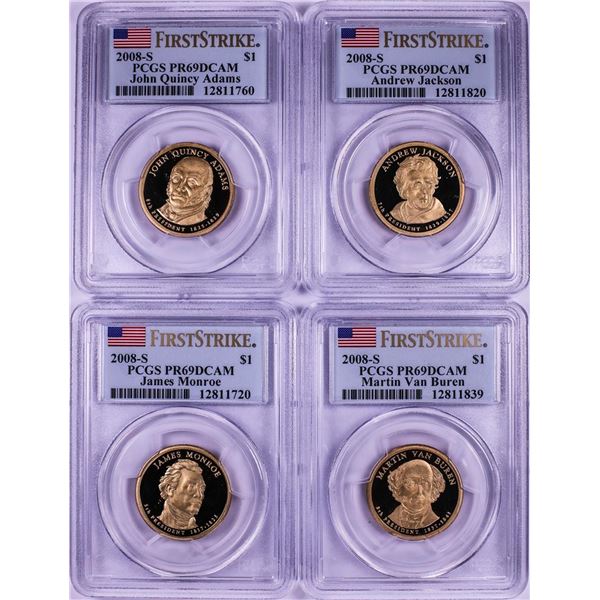 Lot of (4) 2008-S $1 Proof Presidential Dollar Coins PCGS PR69DCAM First Strike
