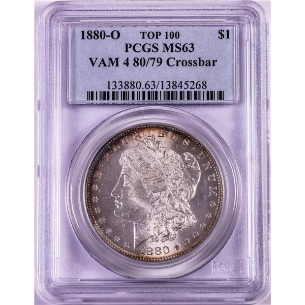 1880-O VAM-4 80/79 Crossbar $1 Morgan Silver Dollar Coin PCGS MS63
