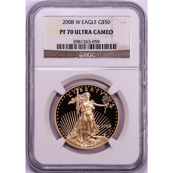 2008-W $50 Proof American Gold Eagle Coin NGC PF70 Ultra Cameo