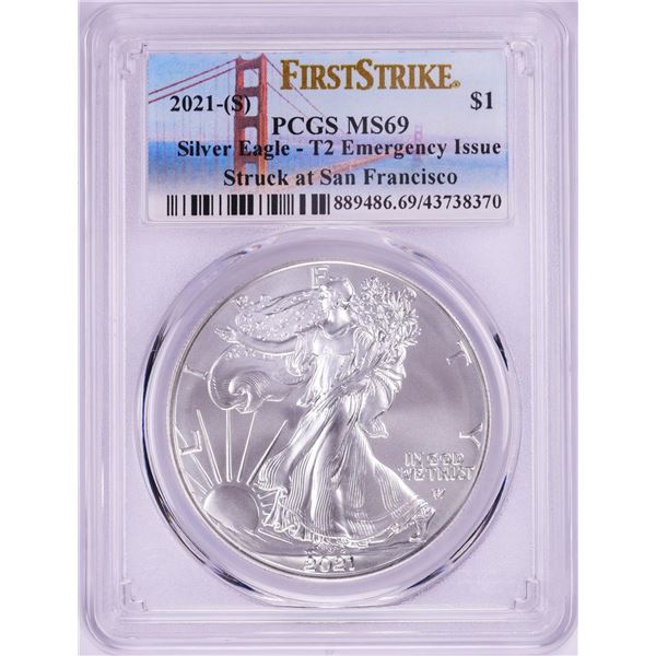 2021-(S) Type 2 $1 American Silver Eagle Coin PCGS MS69 First Strike
