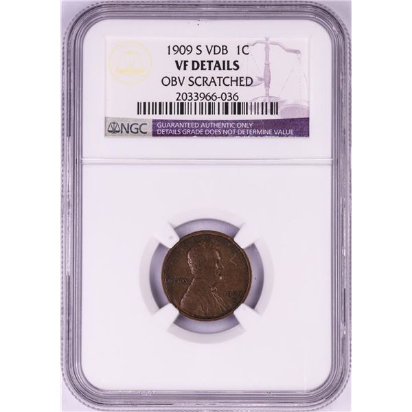 1909-S VDB Lincoln Wheat Cent Coin NGC VF Details