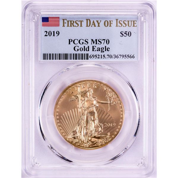 2019 $50 American Gold Eagle Coin PCGS MS70 First Day of Issue