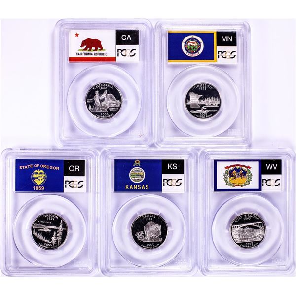2005-S Silver Proof State Quarter (5) Coin Set PCGS PR69DCAM