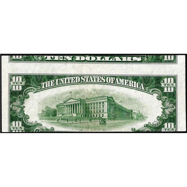 1950A $10 Federal Reserve Misaligned Back Print Error Note