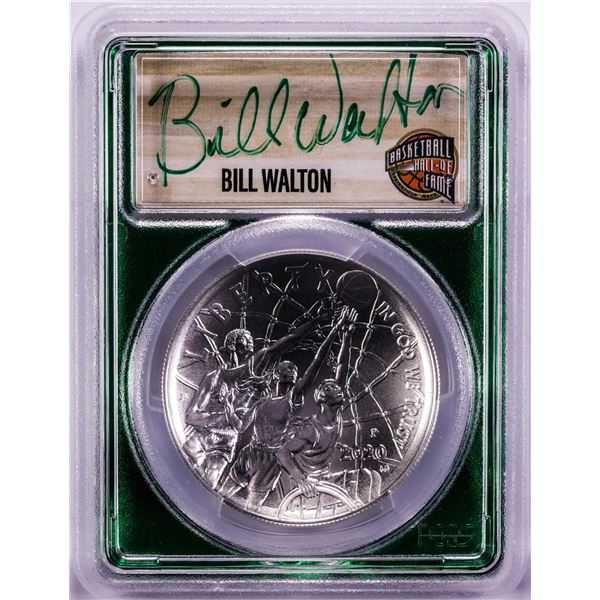 2020-P $1 Basketball HOF Silver Dollar Coin PCGS MS70 Bill Walton Signature FDOI