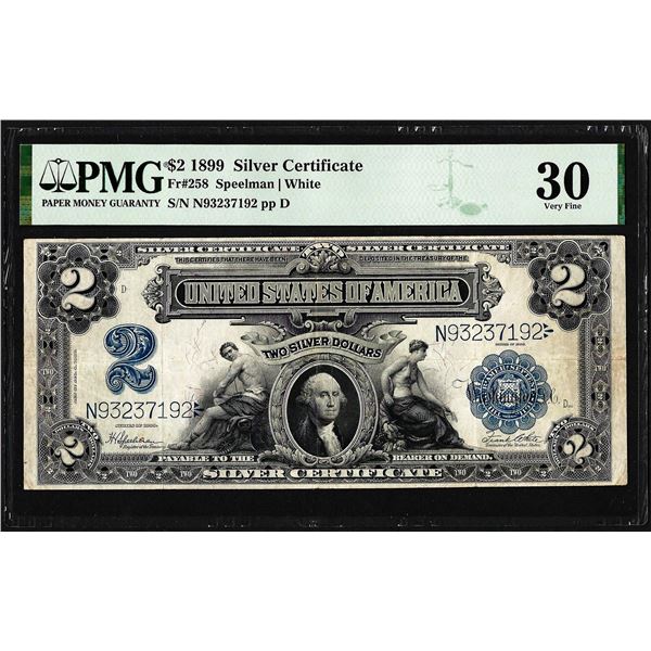 1899 $2 Mini-Porthole Silver Certificate Note Fr.258 PMG Very Fine 30