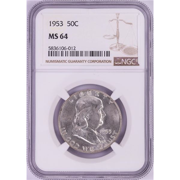 1953 Franklin Half Dollar Coin NGC MS64