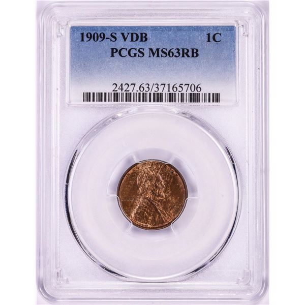 1909-S VDB Lincoln Wheat Cent Coin PCGS MS63RB