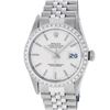 Image 2 : Rolex Mens Stainless Steel Silver Index Diamond Datejust Wristwatch