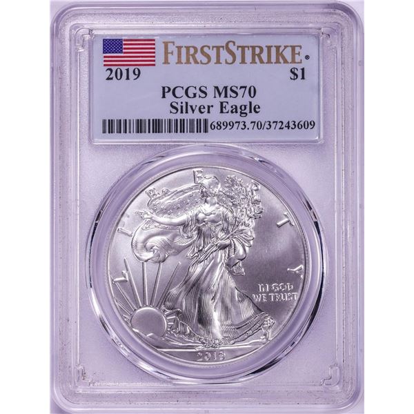 2019 $1 American Silver Eagle Coin PCGS MS70 First Strike