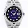 Rolex Mens Stainless Steel Blue Vignette Diamond & Sapphire Datejust Wristwatch