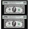 Lot of (2) Consecutive 1950 $10 Federal Reserve Notes PMG Choice Uncirculated 64EPQ