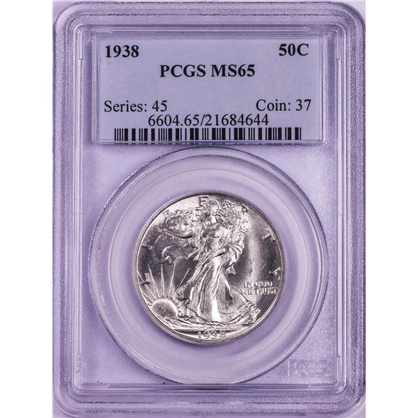 1938 Walking Liberty Half Dollar Coin PCGS MS65