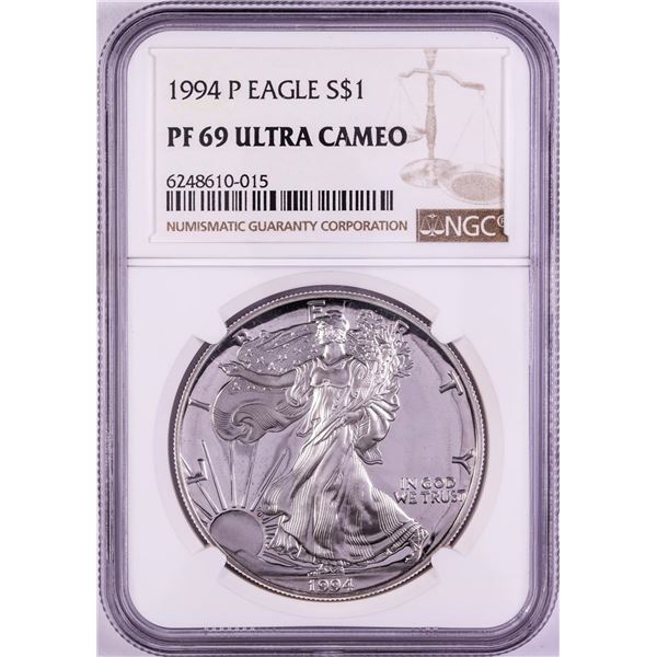 1994-P $1 Proof American Silver Eagle Coin NGC PF69 Ultra Cameo